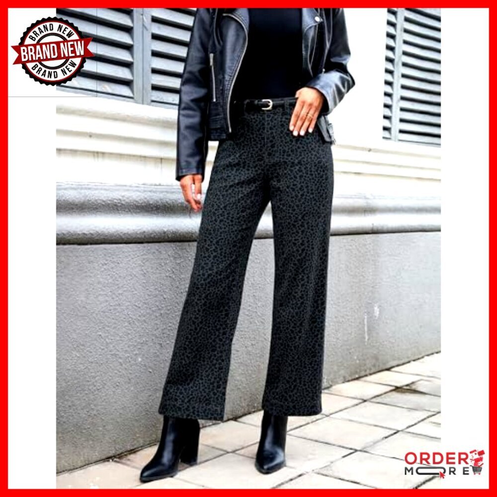 High Waisted Wide Leg Jeans Stretchy Denim Ankle Length with Pockets - Picture 5 of 7